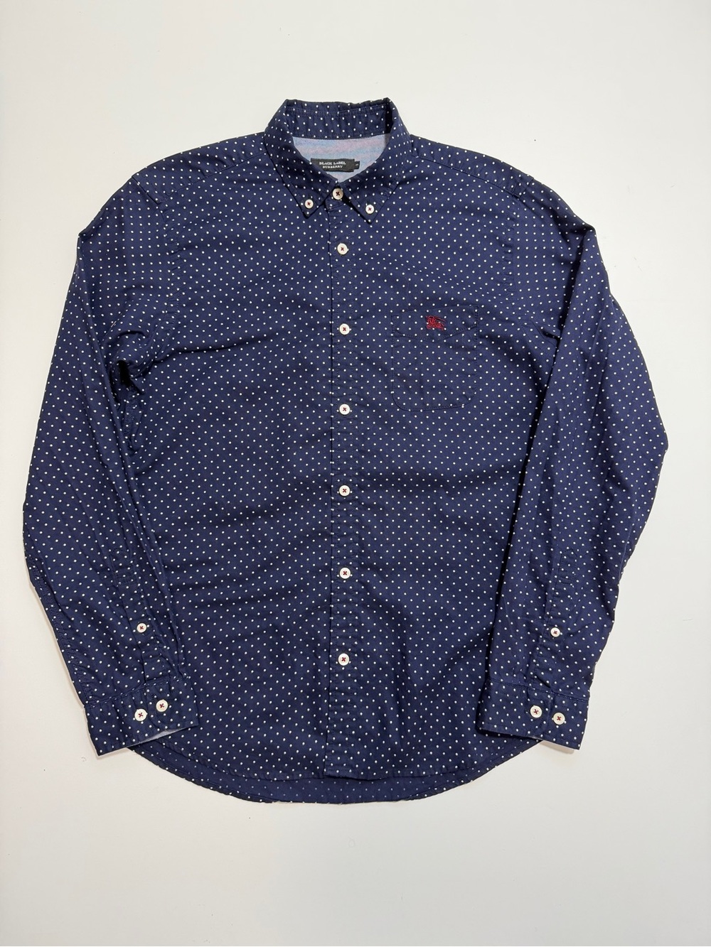 Burberry Black Label Polka Dot Long Sleeve Buttonup Shirt Mens 3 Medium Blue